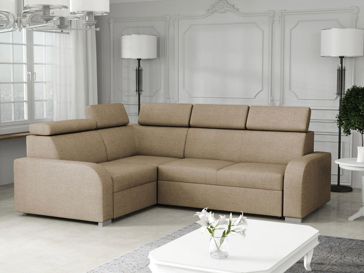 ECKSOFA Oslo 2rR1 80 - Silberfarben/Naturfarben, Holz/Kunststoff (250/200cm) - MIRJAN24