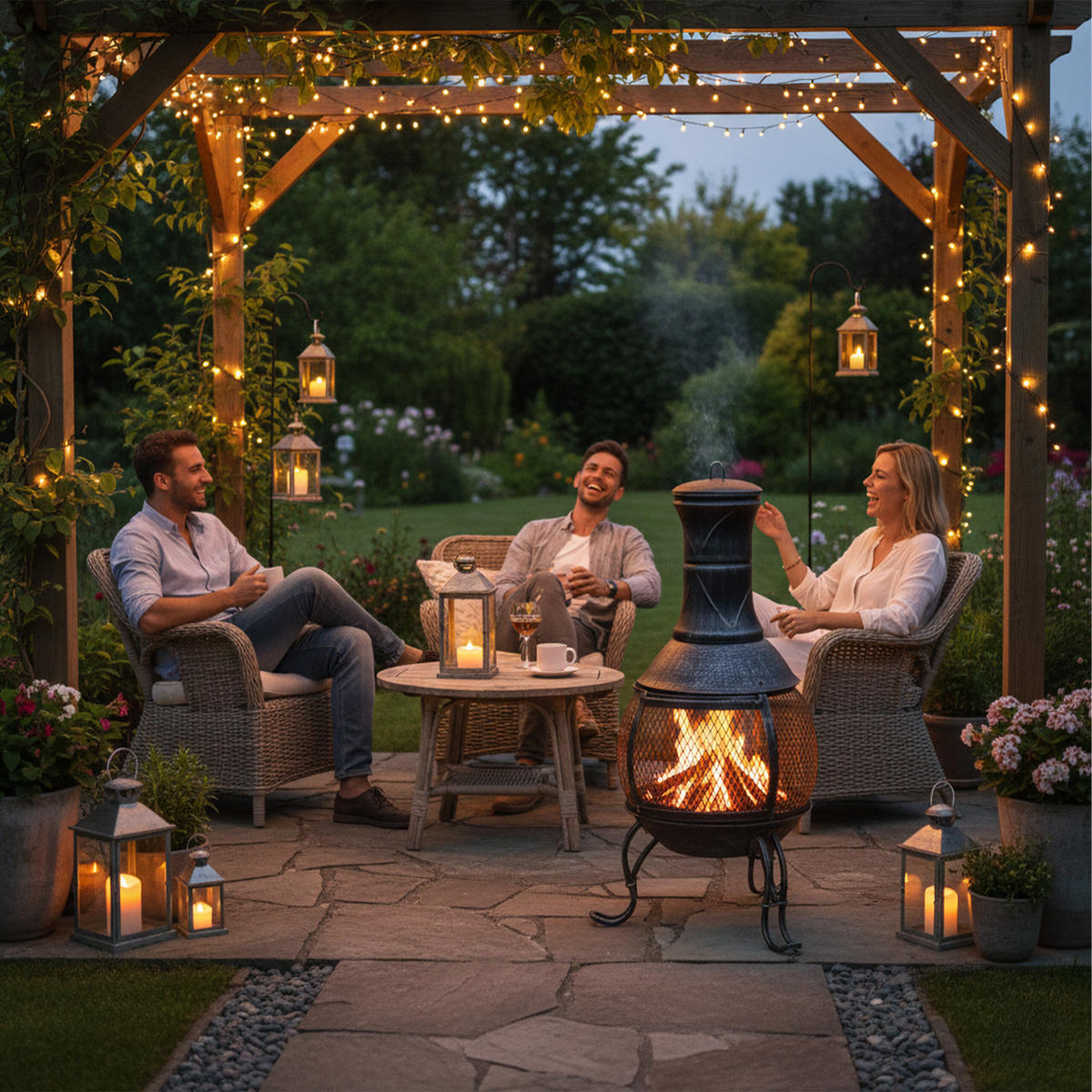 AZTEKENOFEN - Grau, Metall (45/89/45cm) - Relaxdays