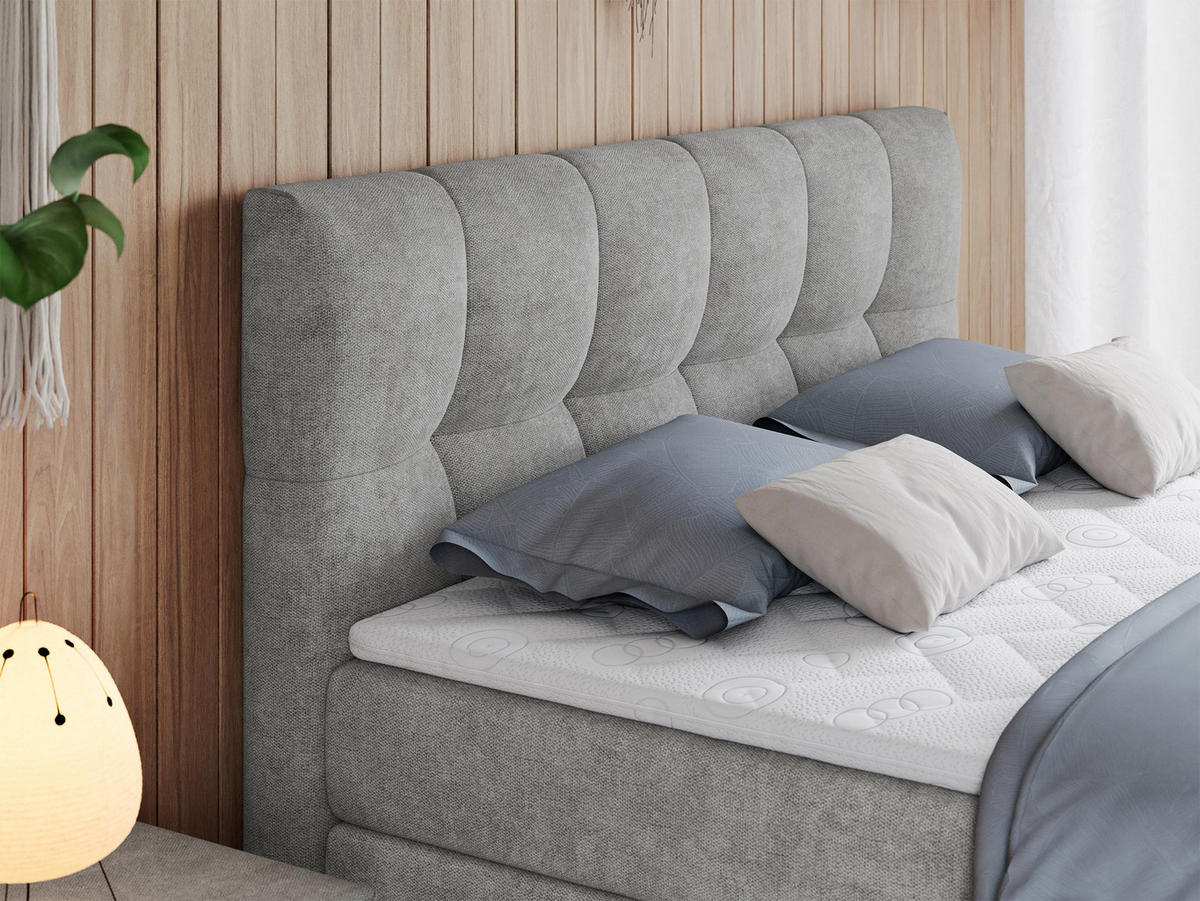 BOXSPRINGBETT ALVIN KING 180/200 Hellgrau Struktur - H3 - Hellgrau, Holz/Textil (180/200cm) - MKS