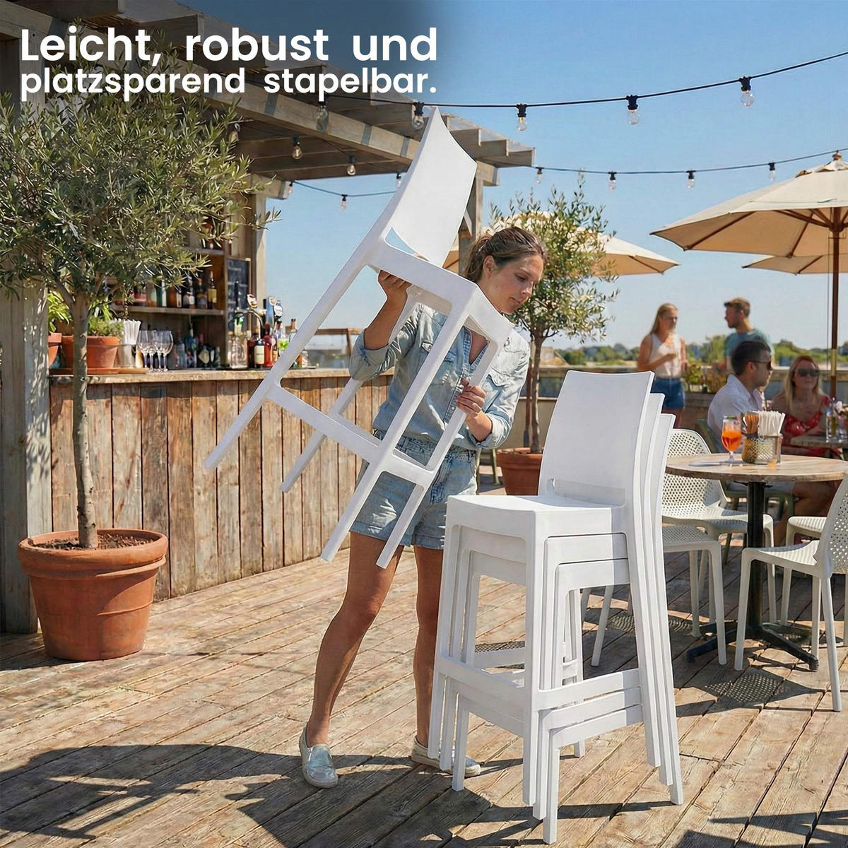 BARHOCKER Kunststoff Weiß - Weiß, Kunststoff (41/106/52cm) - CLP