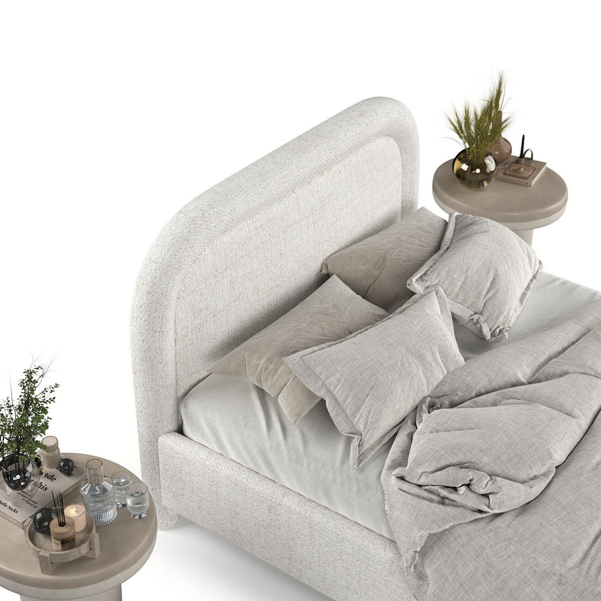 POLSTERBETT Zoya 140/200 cm Creme im Neve Stoff - Creme/Naturfarben, Holz/Holzwerkstoff (140/200cm) - AltaBeds