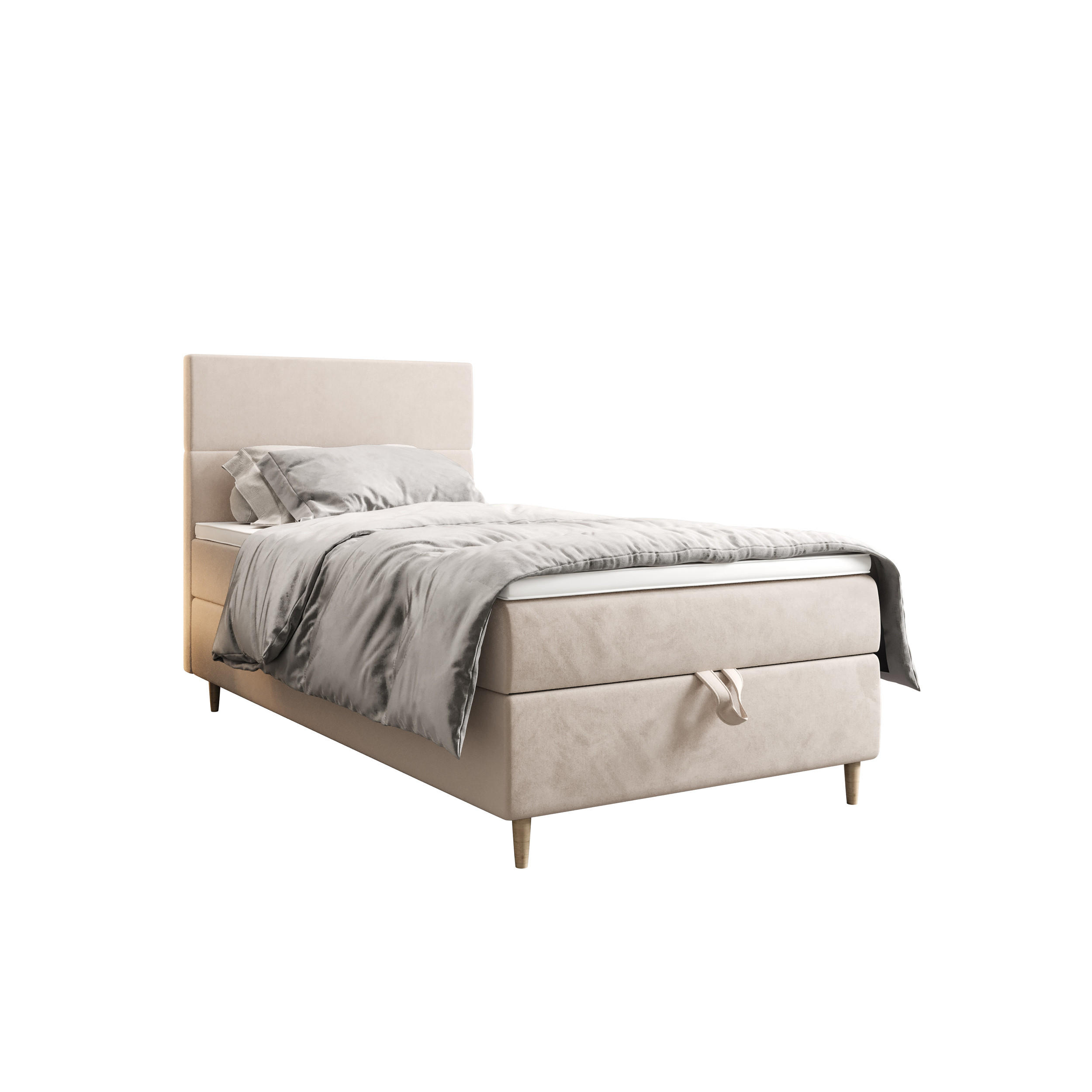 BOXBETT FLO 120x200 Itaka 16, mit Matratze H3 und Topper, Creme - Creme, Holz/Textil (120/200cm) - Bedante