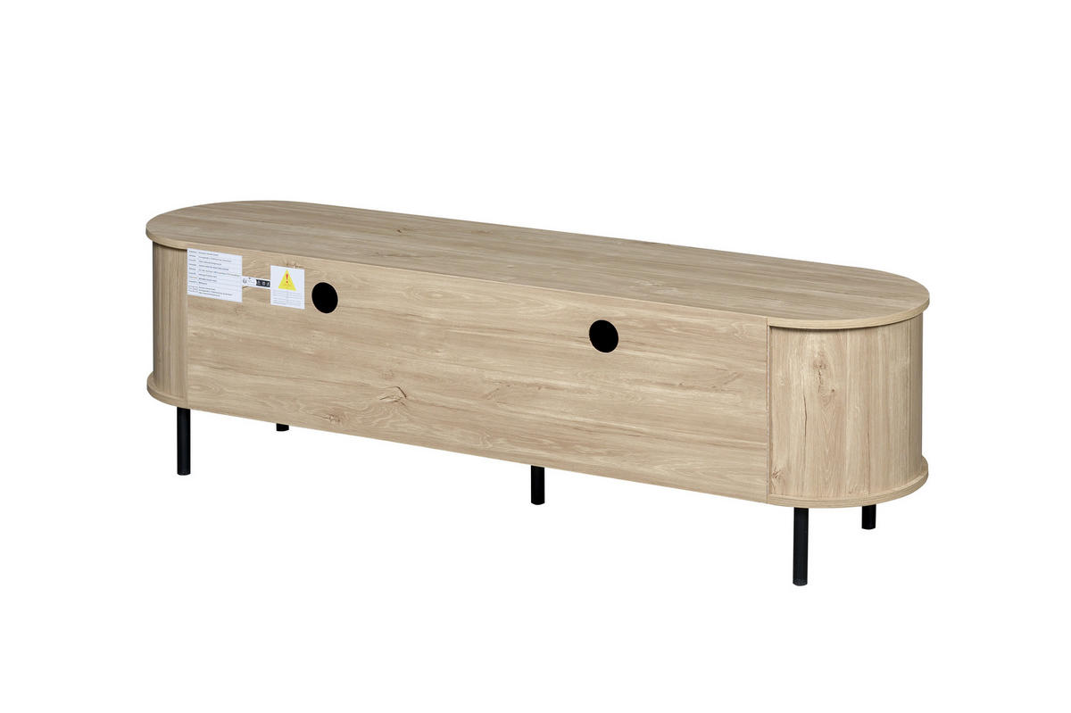 TV-LOWBOARD 160x40x48 cm Naturholz 2 Schränke 2 Schubladen - Naturfarben, Holzwerkstoff (40/48/160cm) - FLIEKS