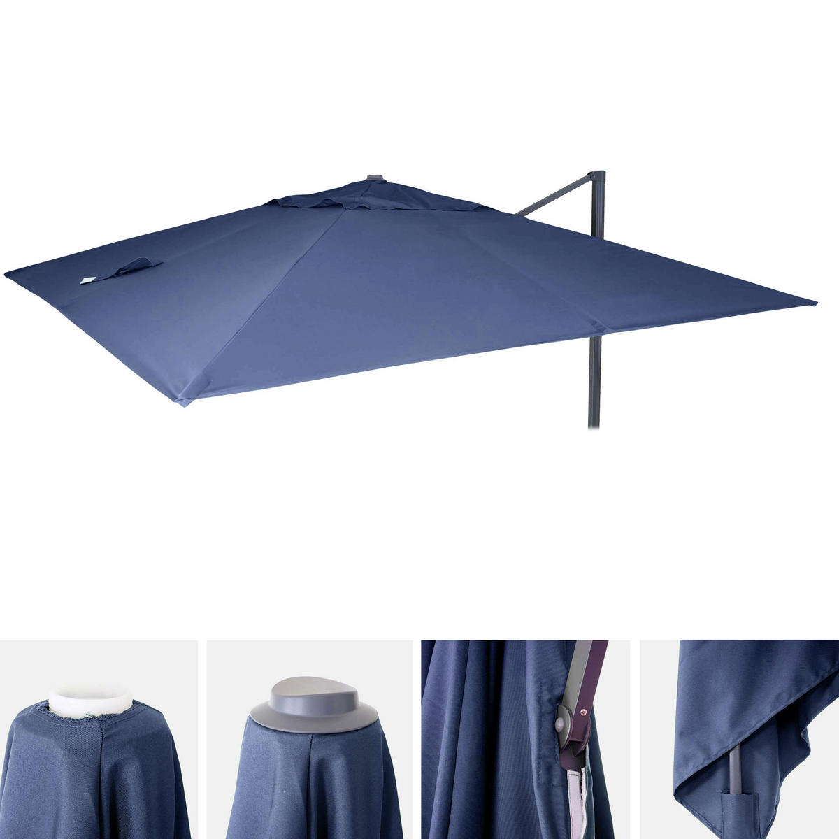 ERSATZ-BEZUG FÜR SCHIRM Blau - Blau, Textil (295/395cm) - MCW