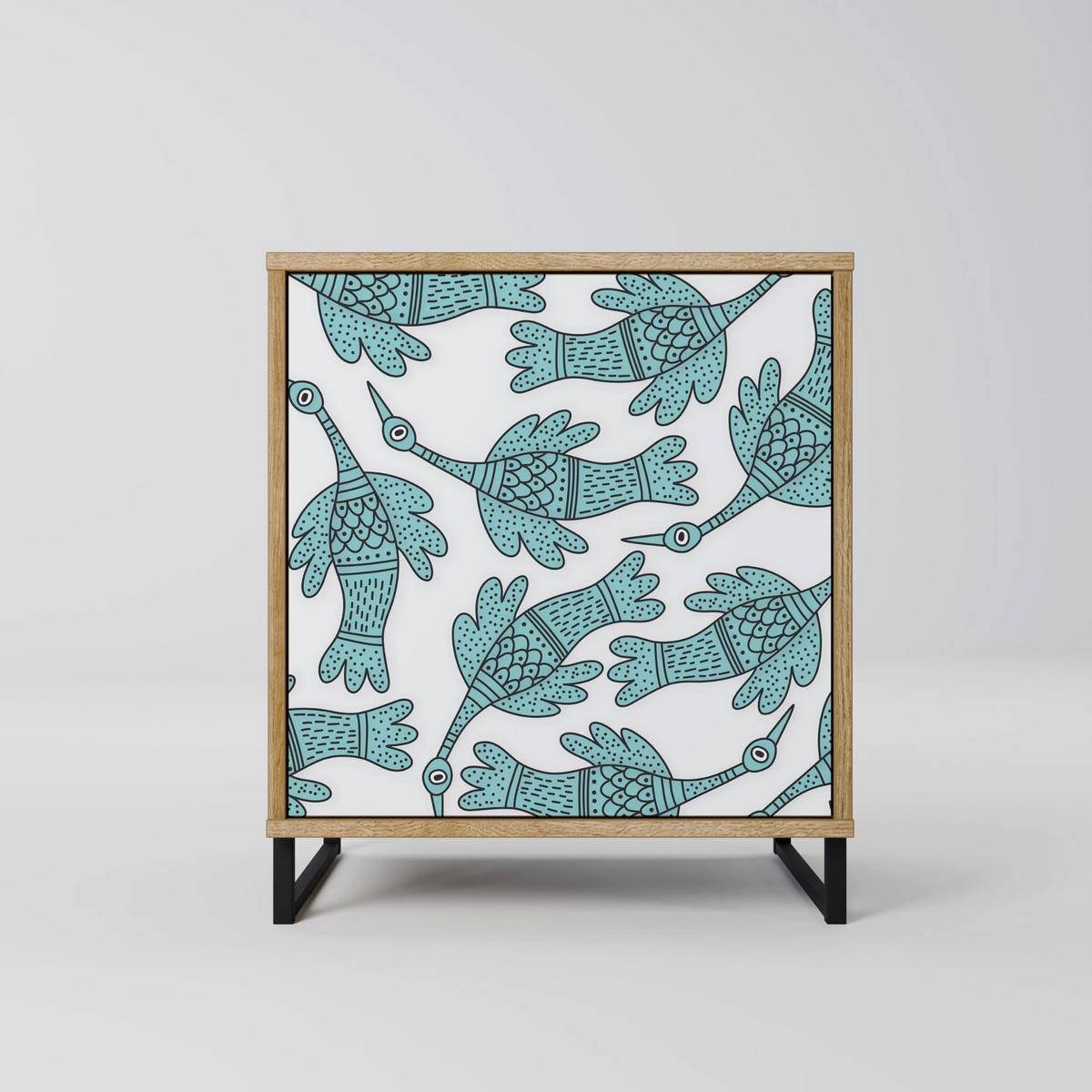 SIDEBOARD WATERSPOUT SONGIBIRD, Eichefarben, 57,5x42x77,5 cm, Schräge Buchenholzfüße - Eichefarben/Buchefarben, Holzwerkstoff/Buchenholz (57.5/77.5/42cm) - SpaceRebels