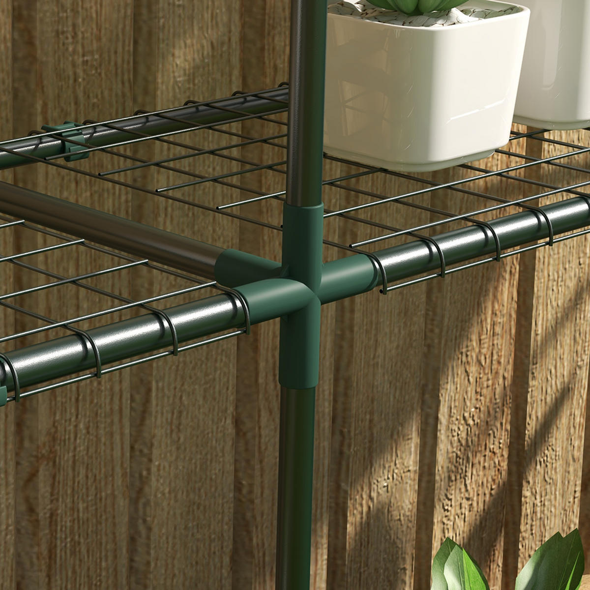 PFLANZENREGAL, Metall, Dunkelgrün - Dunkelgrün, Metall (30/114/222cm) - Outsunny