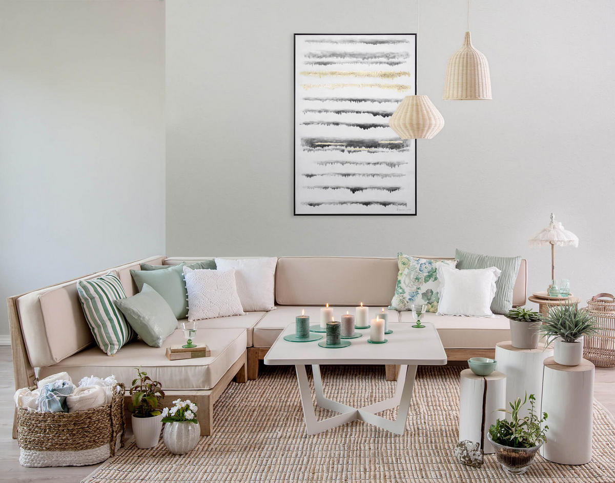 ACRYLBILD HANDGEMALT Weiß 83/123 cm - Schwarz/Grau, Textil (82.5/122.5cm) - KUNSTLOFT