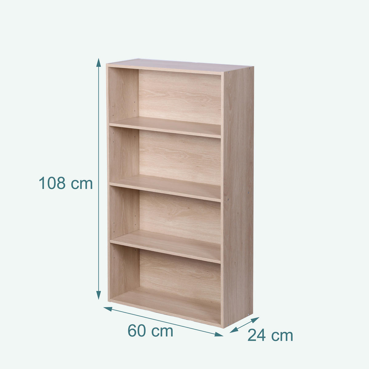 BÜCHERREGAL - Hellbraun, Holzwerkstoff (60/108/24cm) - Relaxdays