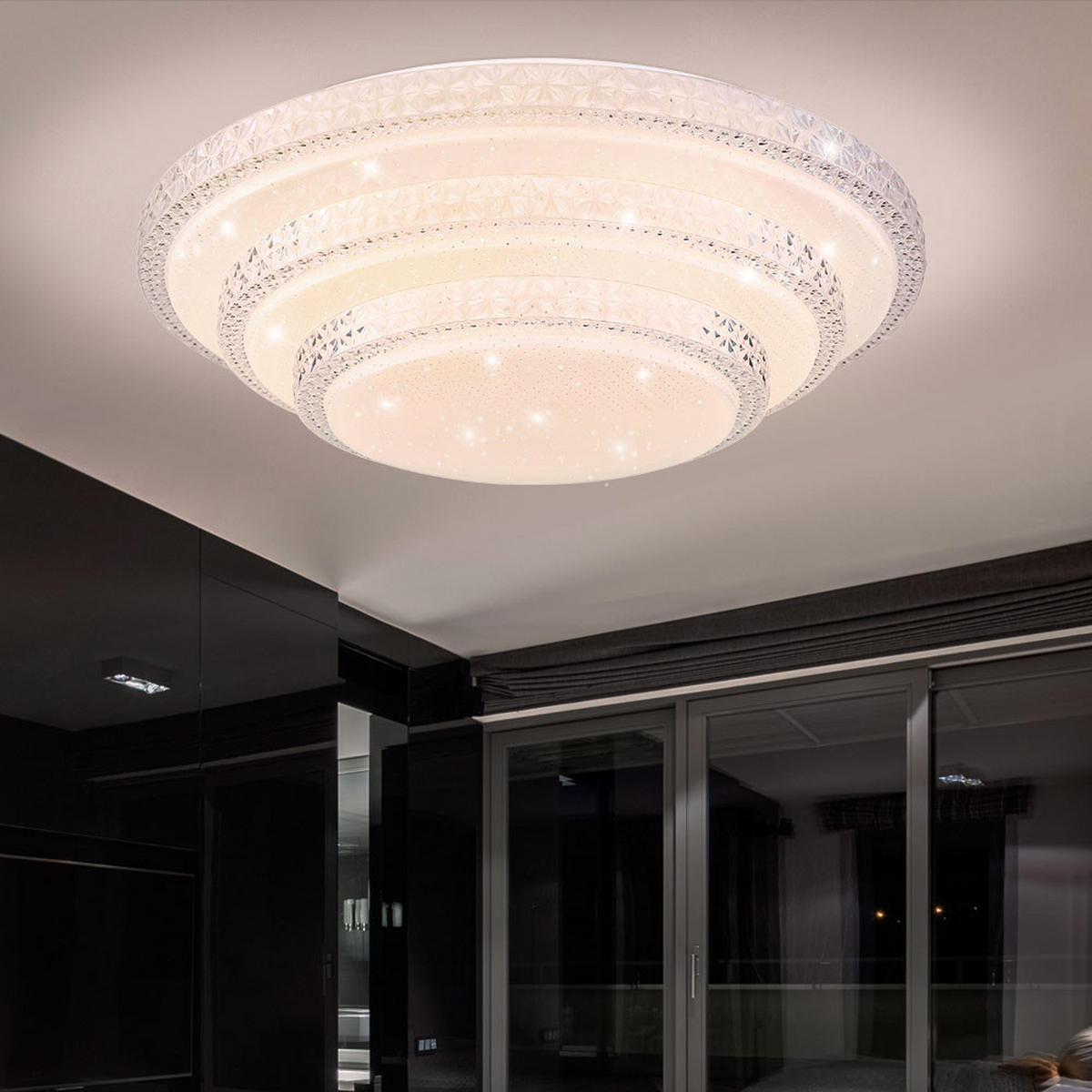 LED DECKENLEUCHTE MAGNIFIQUE Weiß Opal - Weiß, Metall (49.5/49.5/12.7cm) - Globo Lighting