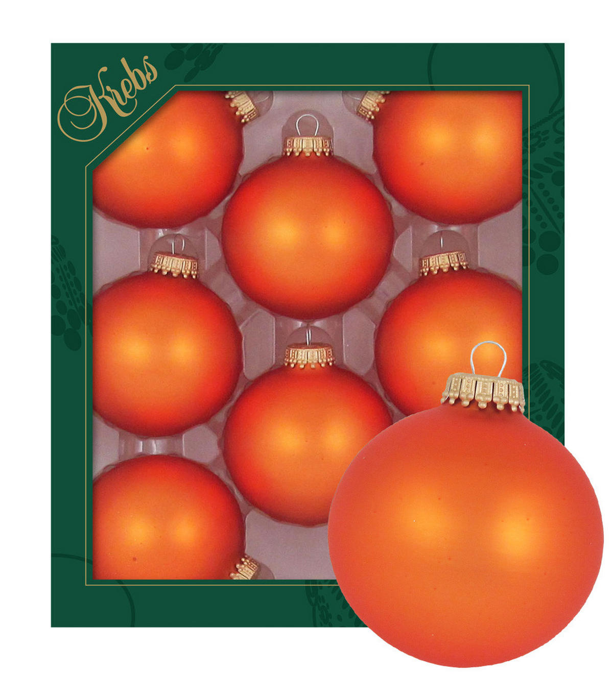 CHRISTBAUMKUGELN Uni-Design Mirabella Orange 7cm (Glas / 8 Stk.) - Orange, Glas (7/7/7cm) - Krebs Glas Lauscha