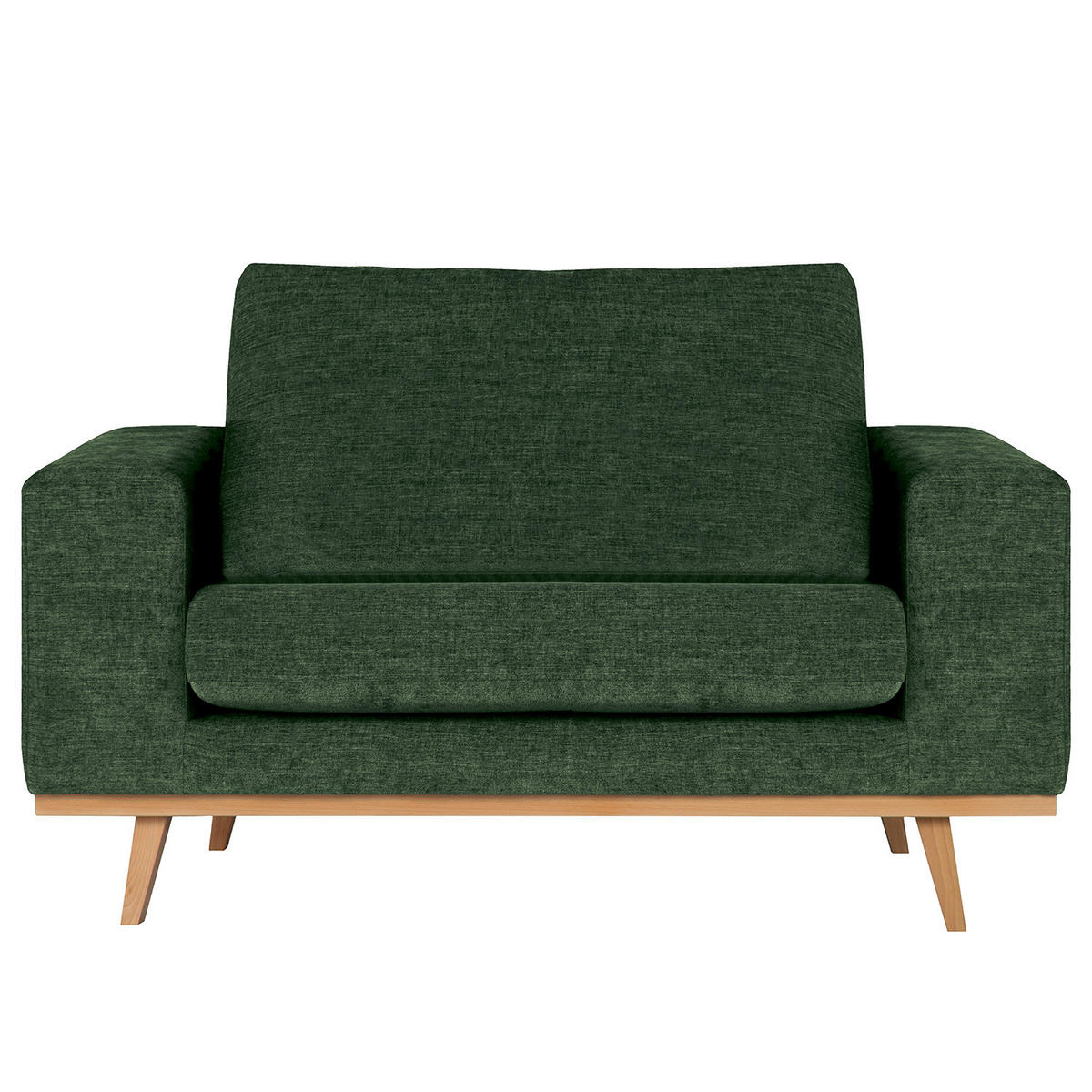 SESSEL - Dunkelgrün/Buchefarben, Buchenholz/Textil (122/81/88cm) - home24