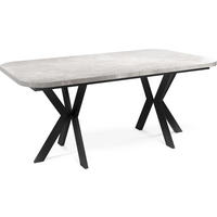 ESSTISCH Olivia ausziehbar rechteckig, Grauer Beton 200-280/100/76 - Hellgrau/Schwarz, Holzwerkstoff/Metall (200/100/76cm) - WFL GROUP