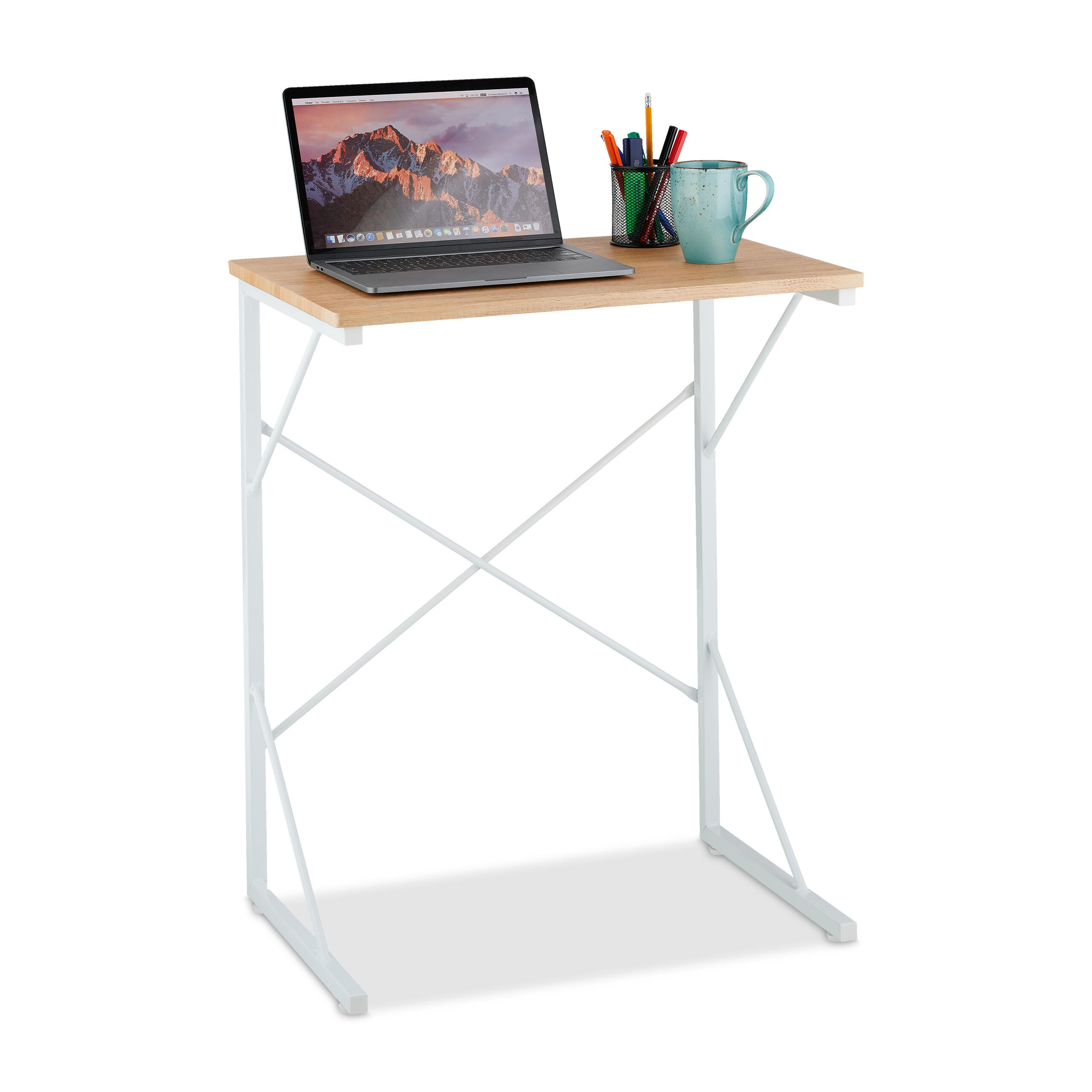 SCHREIBTISCH - Multicolor/Weiß, Holzwerkstoff/Kunststoff (40/60/75cm) - Relaxdays