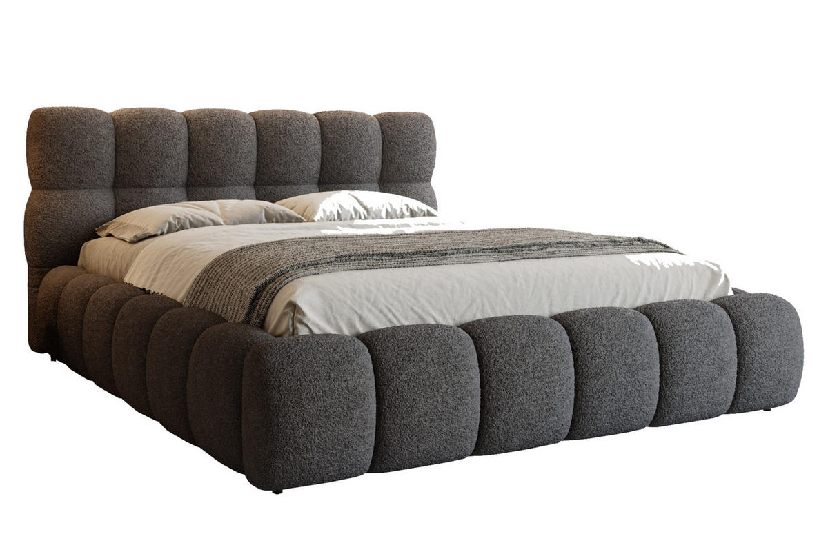 POLSTERBETT LUVA 160/200 in Boucle Grau - Grau, Holz/Holzwerkstoff (160/200cm) - Deine Möbel 24