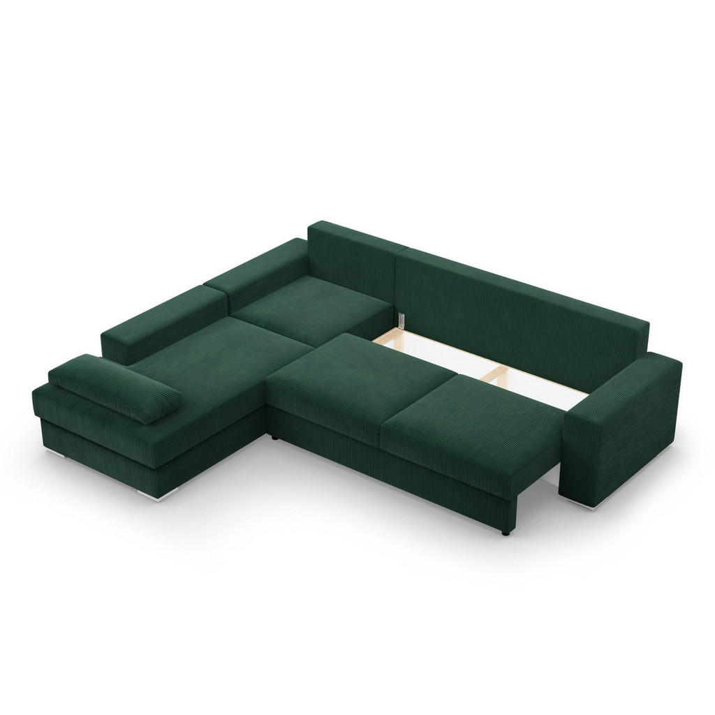 Thumbnail - Mebligo Ecksofa, Dunkelgrün, Textil, 5-Sitzer, Ottomane links, L-Form, 287x231 cm, Wohnzimmer, Sofas & Couches, Wohnland...