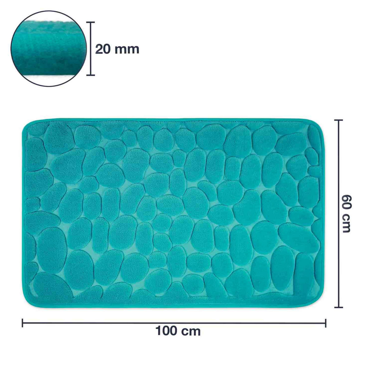MEMORYSCHAUM BADEMATTE LONDON - Petrol, Textil (60/100cm) - WohnDirect