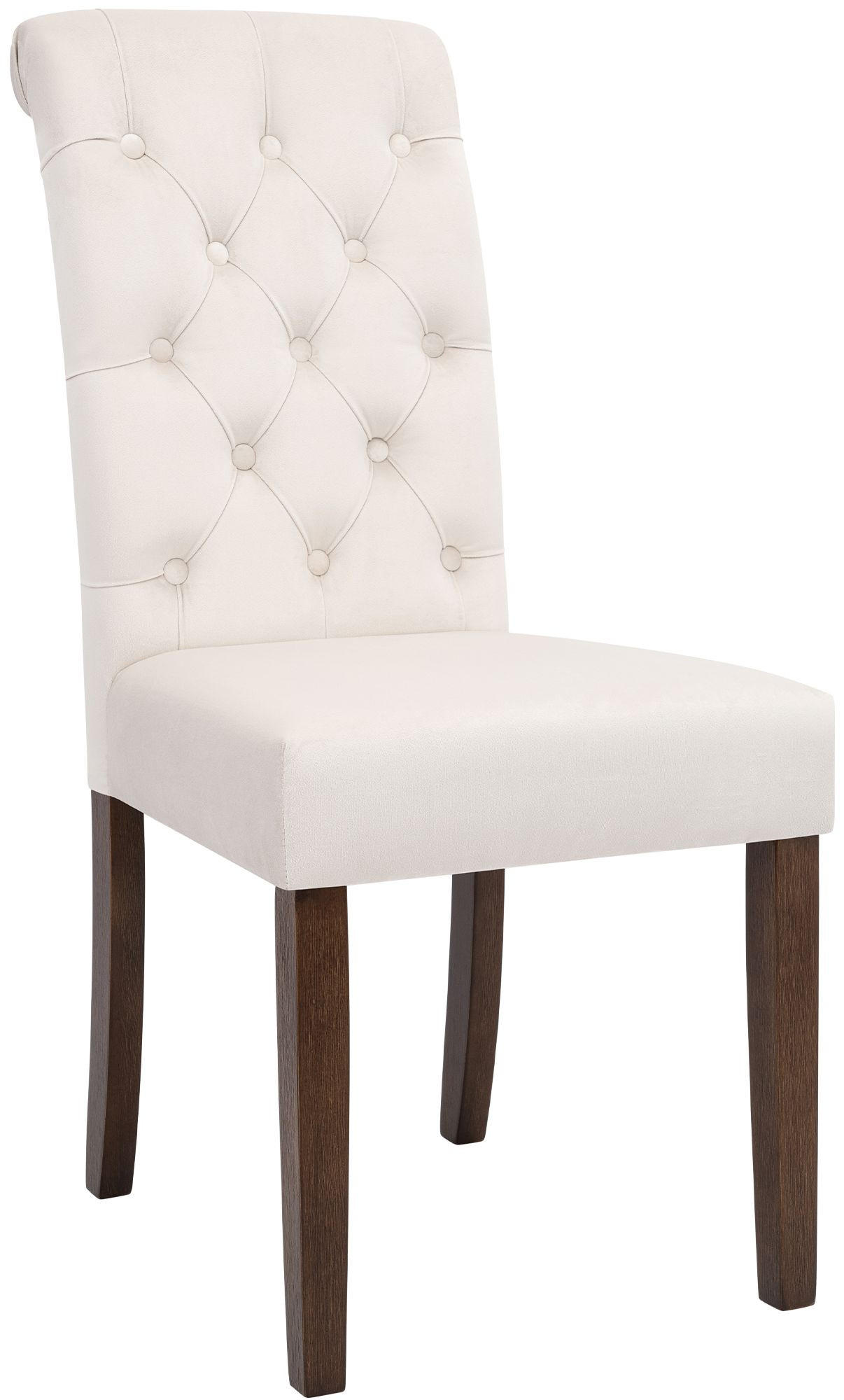 STUHL Samt Creme - Walnussfarben/Creme, Holz/Textil (45/98/63cm) - CLP