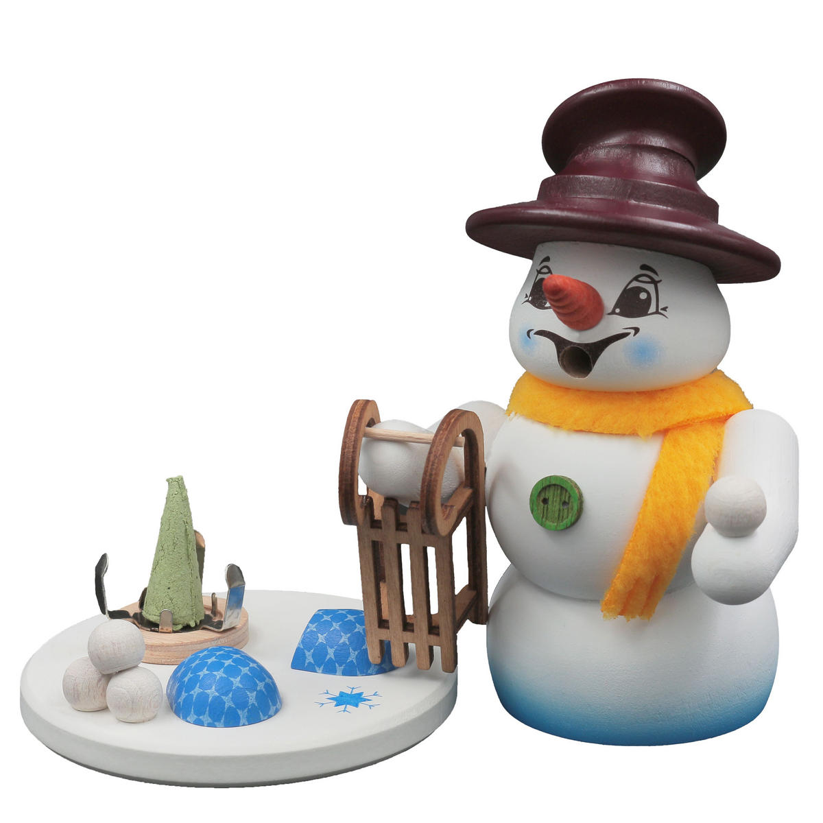 RAUCHFIGUR Scheemann Weiß Schlittenfahrer 13 cm - Multicolor, Holz (10/13/0.1cm)