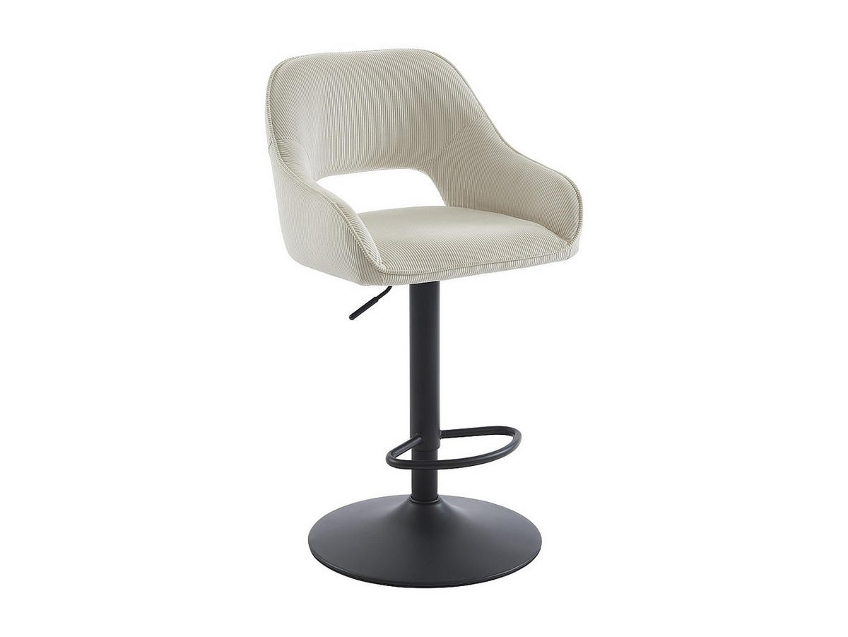 BARHOCKER - 51cm x 54cm - Samt - cremefarben - ZINEA - Creme, Textil (51/113.5/54cm) - Vente-Unique