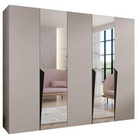 DREHTÜRENSCHRANK 202/250/52 5-türig - Beige/Schwarz, Holz/Metall (250/202/52cm) - Abiks Möbel