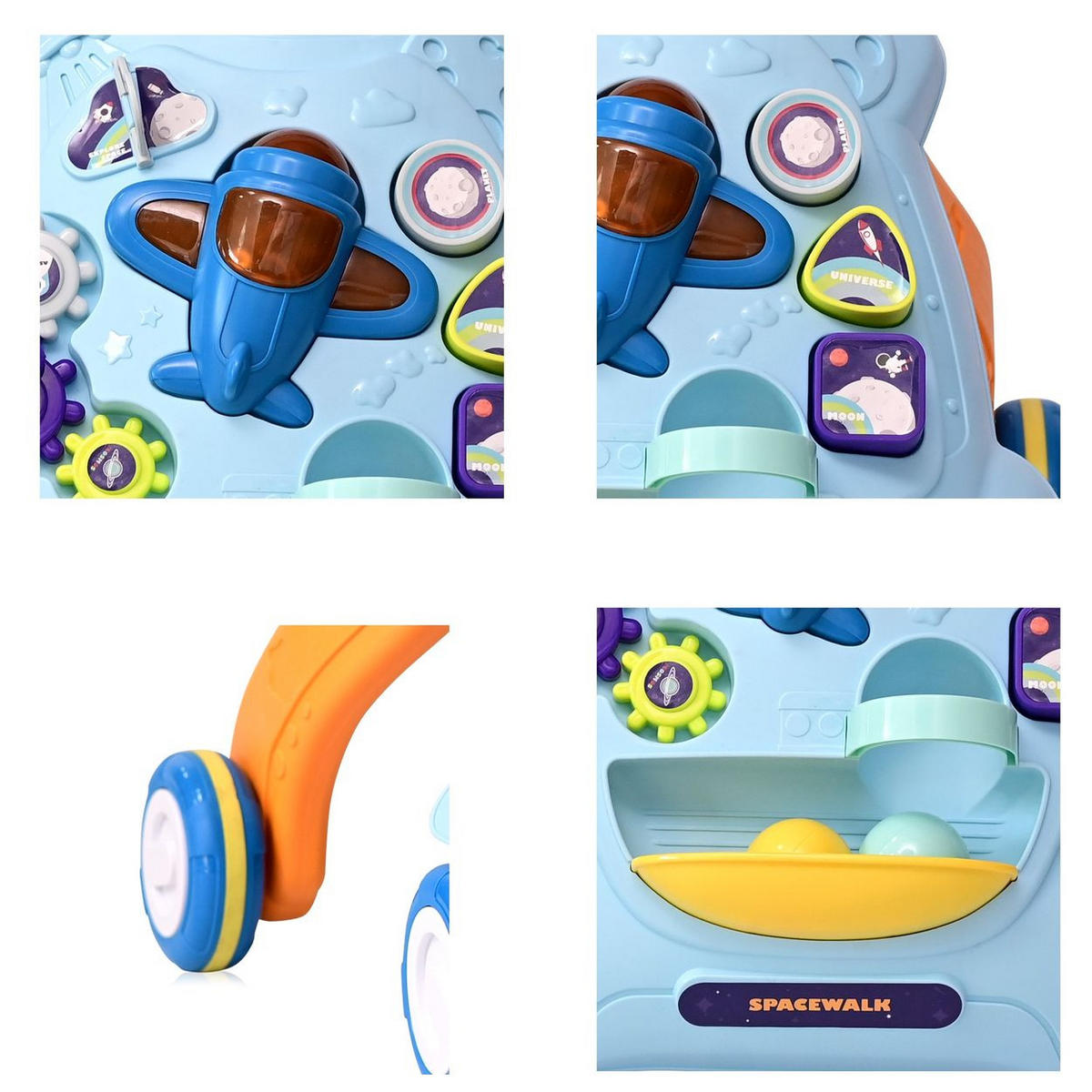 LAUFLERNHILFE Space blau Licht zwei Bälle verschiedene Formen Zahnräder - Blau, Kunststoff (47/52/48cm) - Lorelli