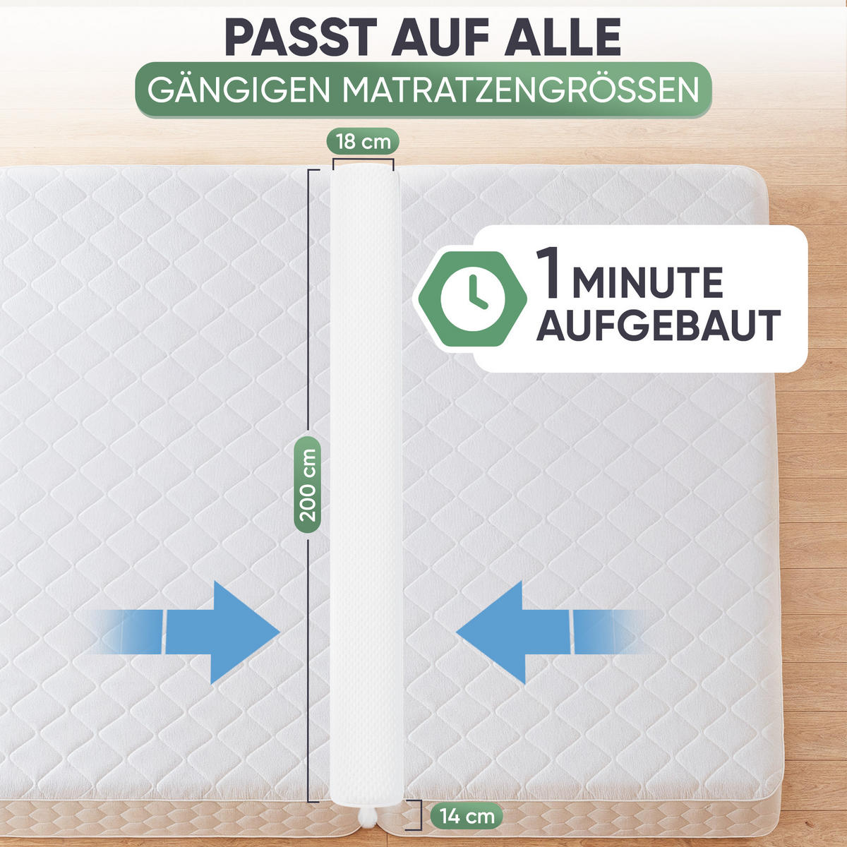 MATRATZENKEIL RITZENFÜLLER 200 cm - Weiß, Textil (18/200cm) - Blumtal