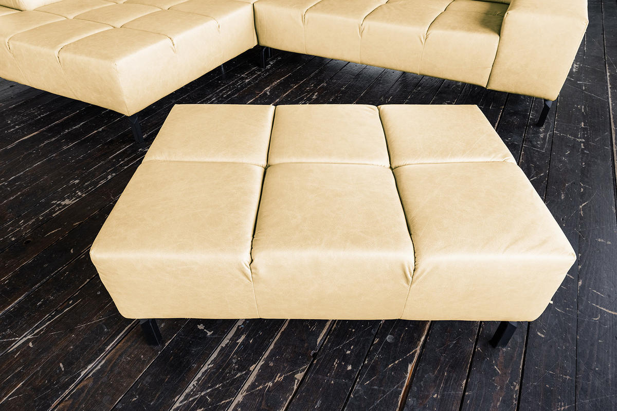 POLSTERHOCKER NELSON Beige Leder - Beige, Leder (107/43/71cm) - KAWOLA