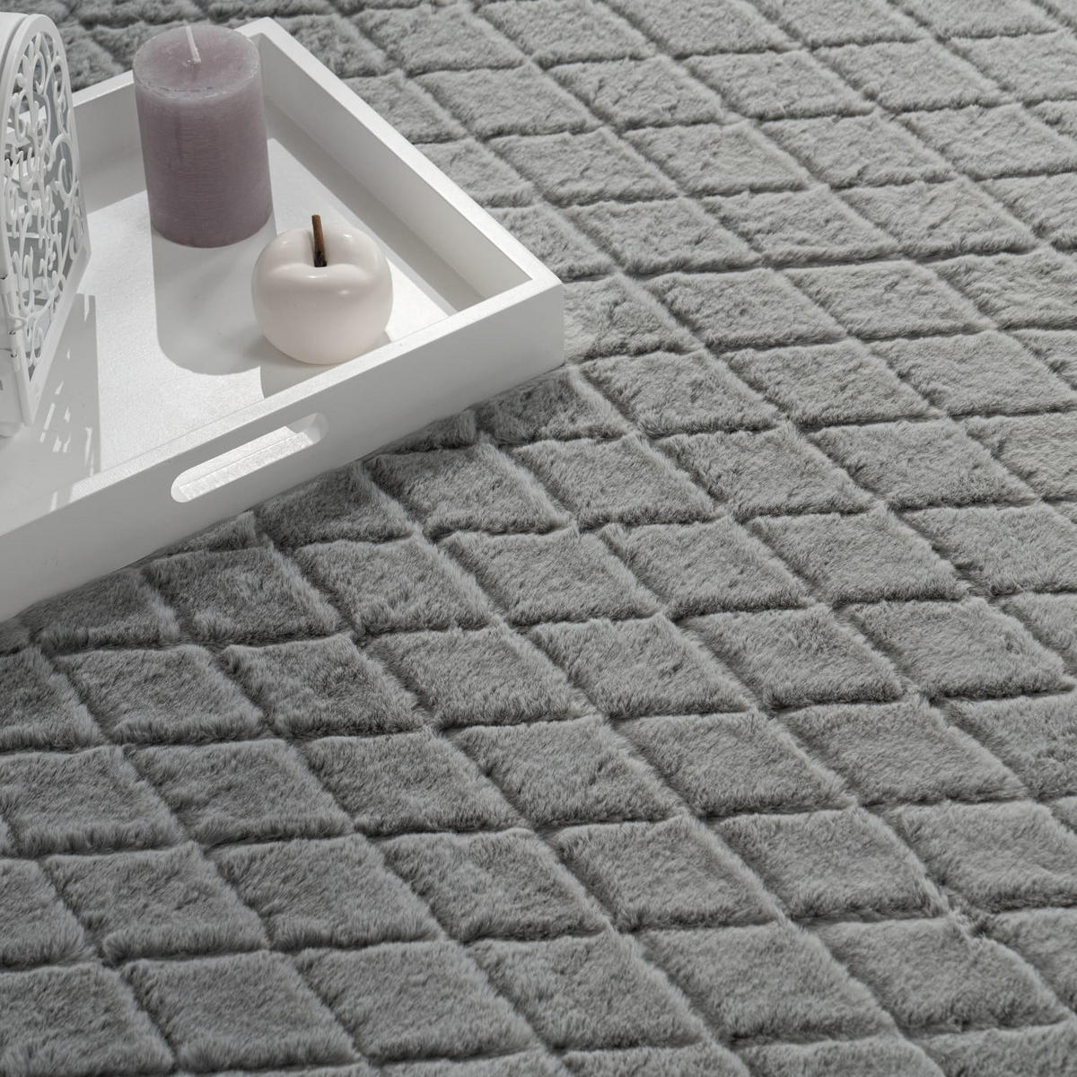 HOCHFLORTEPPICH, mit Struktur, Florhöhe 22 mm, Grau, 160 x 220 cm - Grau, Textil (160/220cm) - KADIMA DESIGN
