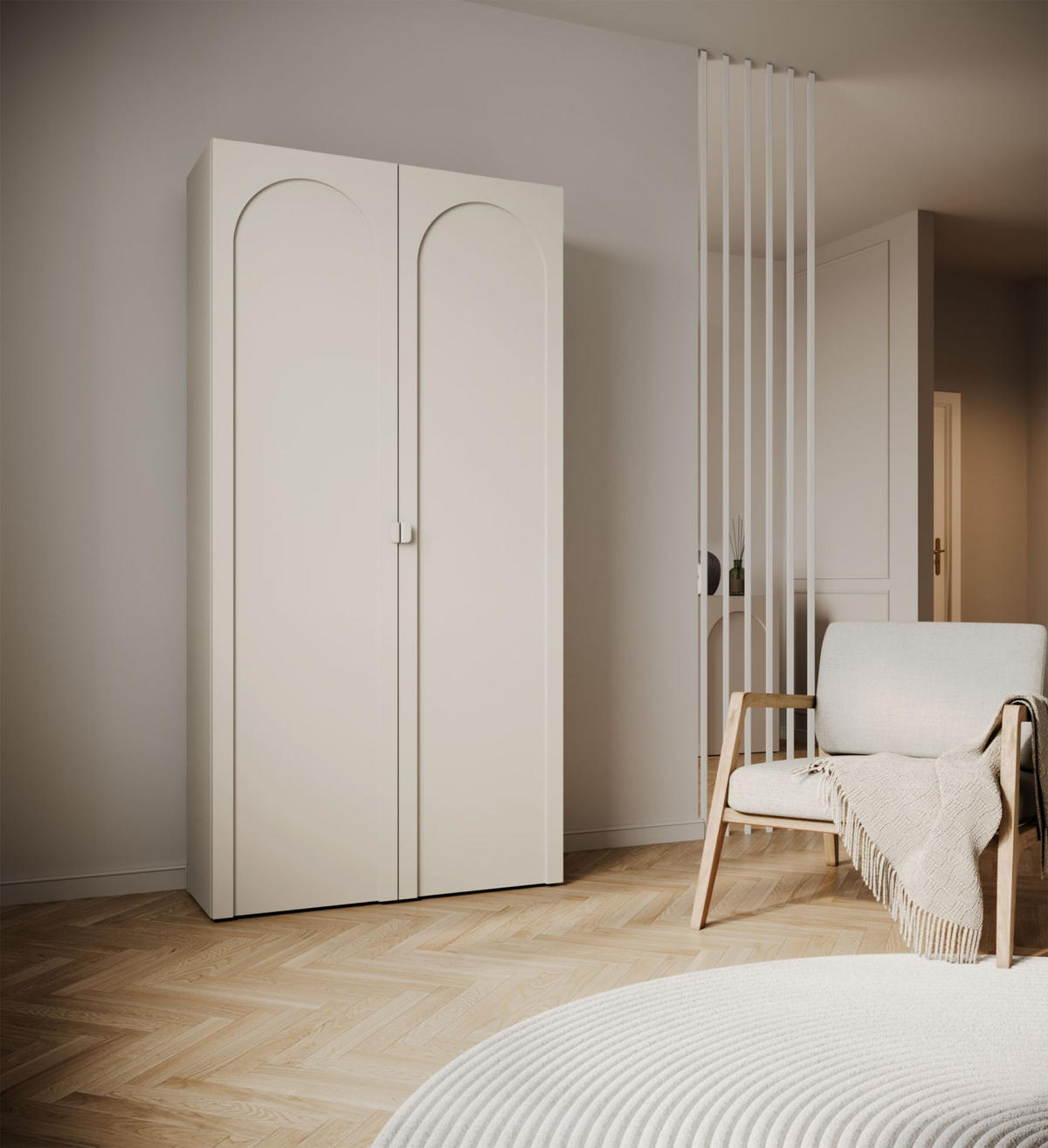 ŠATNÍKOVÁ skriňa Arkadia kašmírovo sivá, 2-dverová, 100 cm - taupe, kompozitné drevo (100/200/53cm) - Selsey
