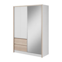 SCHWEBETÜRENSCHRANK SABRINA 154/214/62 cm 3-türig mit Spiegel Weiß - Weiß/Sonoma Eiche, Holzwerkstoff (154/214/62cm) - MASSENO