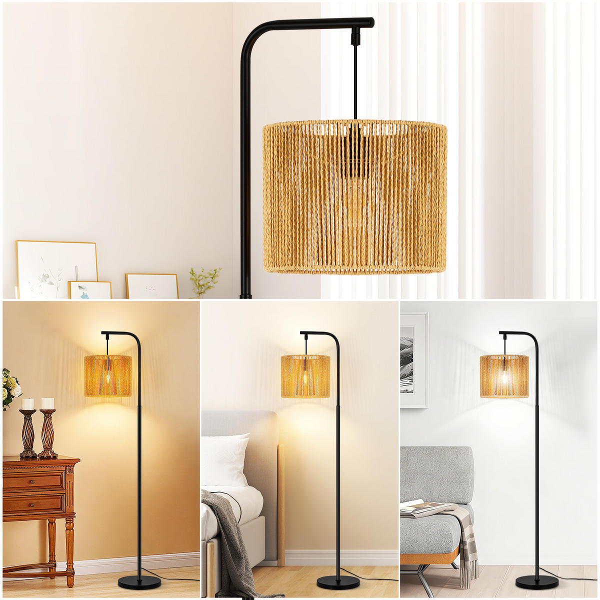STEHLAMPE Aether 24/25/164 cm - Schwarz, Metall (24/25/164cm) - ZMH