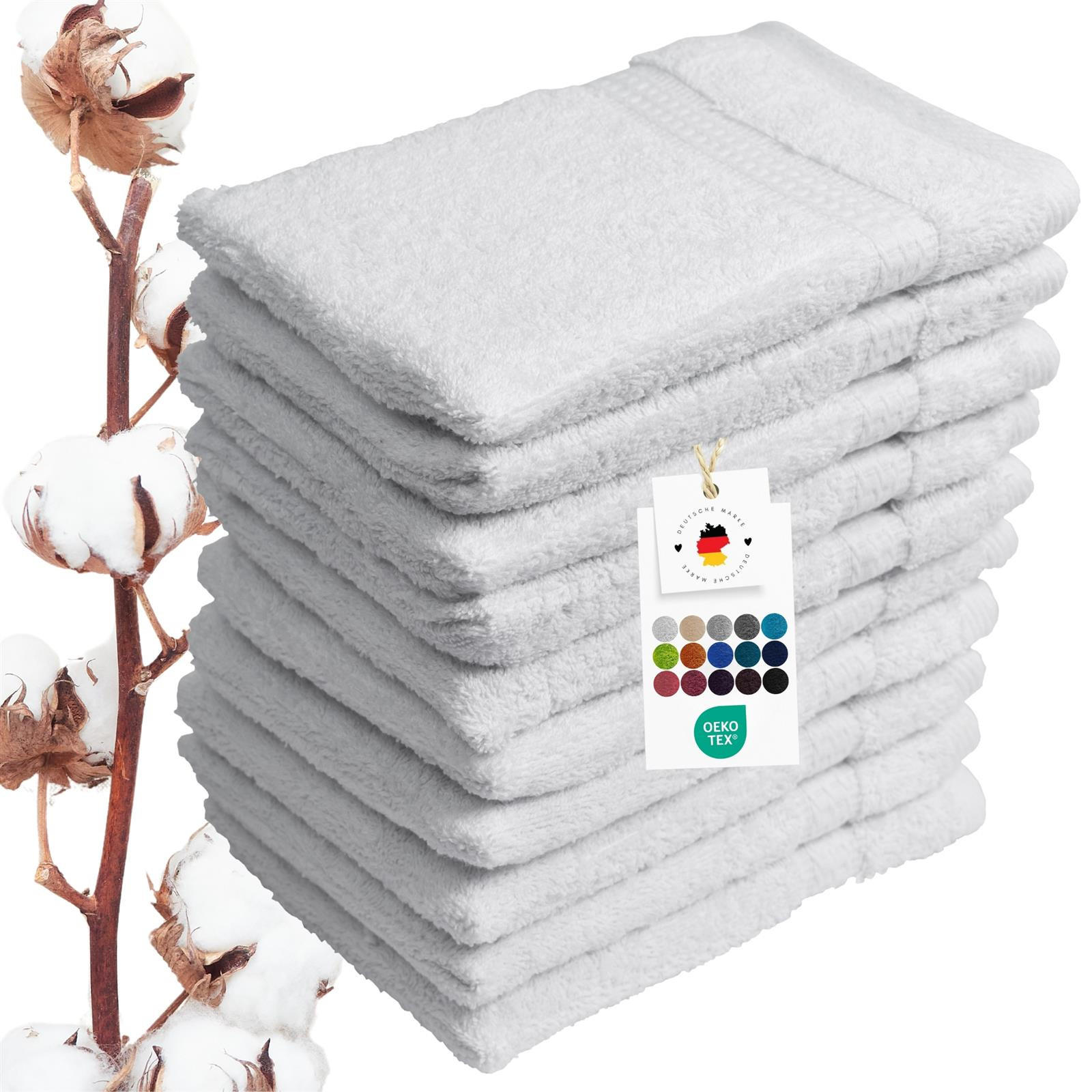 WASCHLAPPEN 16x21 cm aus 100% Baumwolle 500g/m2, 10er Set Waschhandschuhe Weiß - Weiß, Textil (16/21cm) - Carpe Sonno