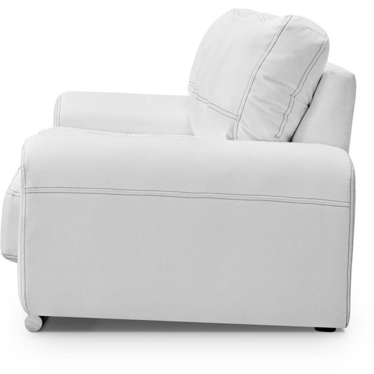 SOFA 2-SITZER Omega weiß - Chromfarben/Weiß, Leder/Metall (185/88/98cm) - Beautysofa
