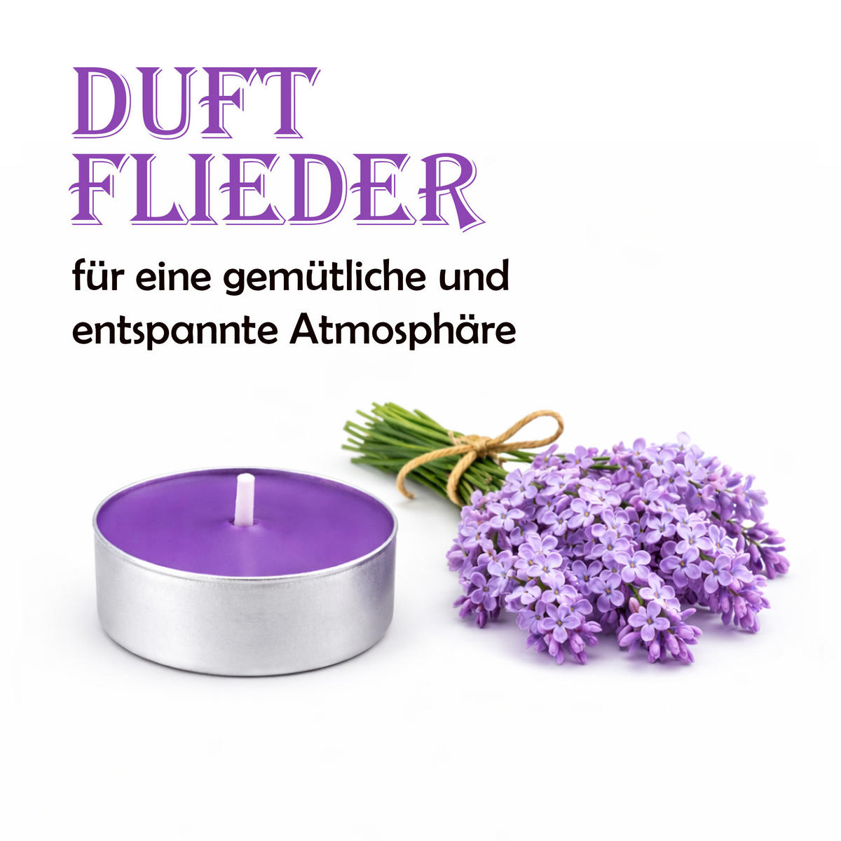 TEELICHT mit Duft - Flieder - 54er Pack - Flieder, Naturmaterialien (4/1.5/4cm) - HS Candle
