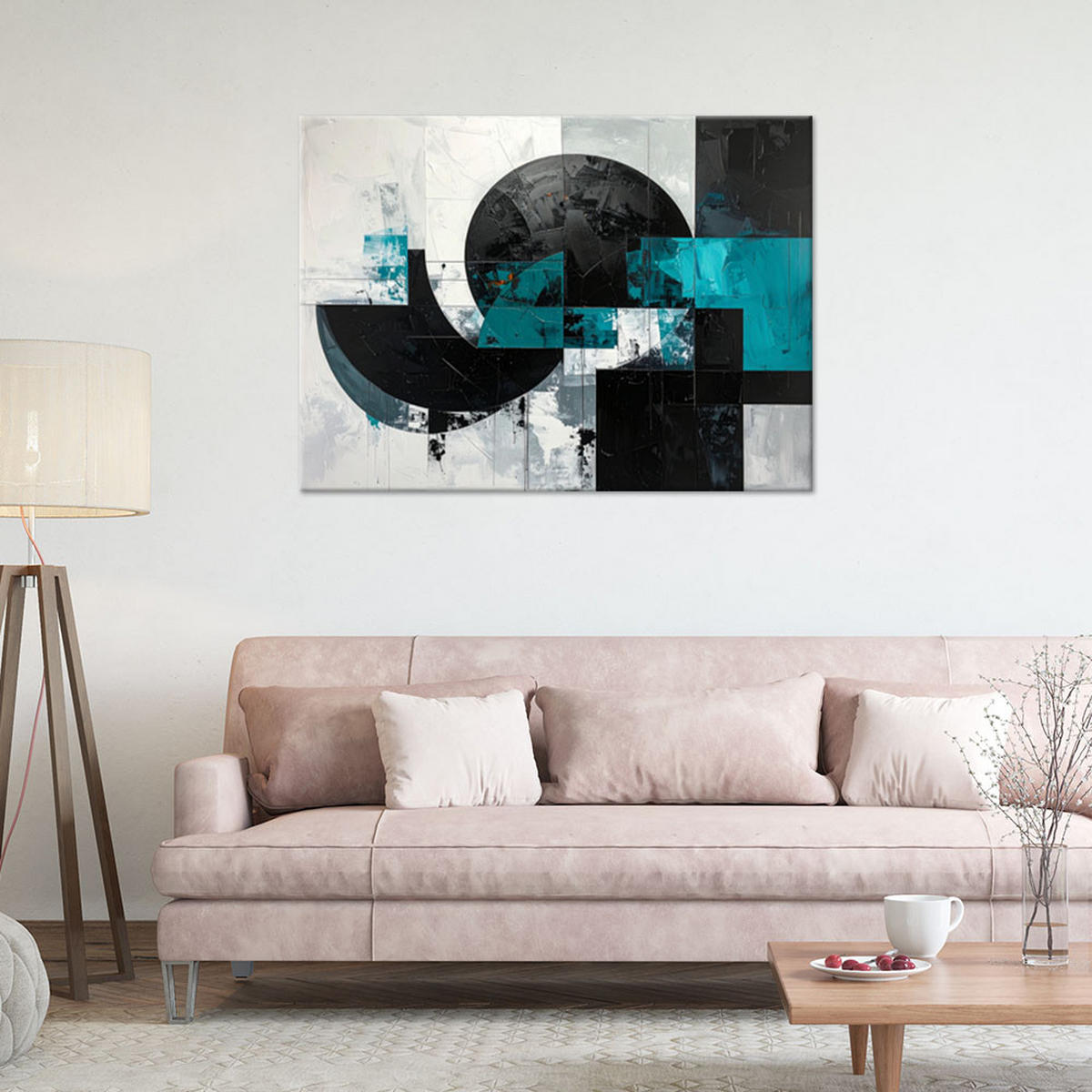 LEINWANDBILD 3D und geometrisch 120x80cm - Türkis, Textil (120/80cm) - Feeby