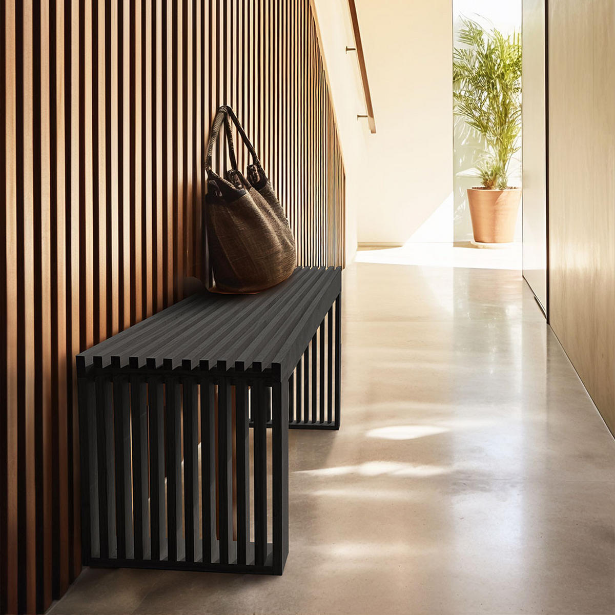 SITZBANK LORA - Schwarz, 110 cm - Schwarz, Holz (110/42/40cm) - Home Deluxe