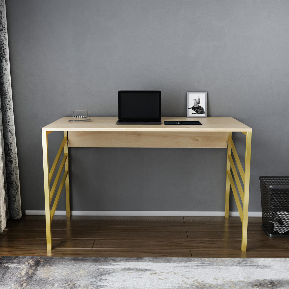 COMPUTERTISCH Josephine Gold Eiche - Eichefarben/Gelb, Holzwerkstoff (120/60/75cm) - Decorotika