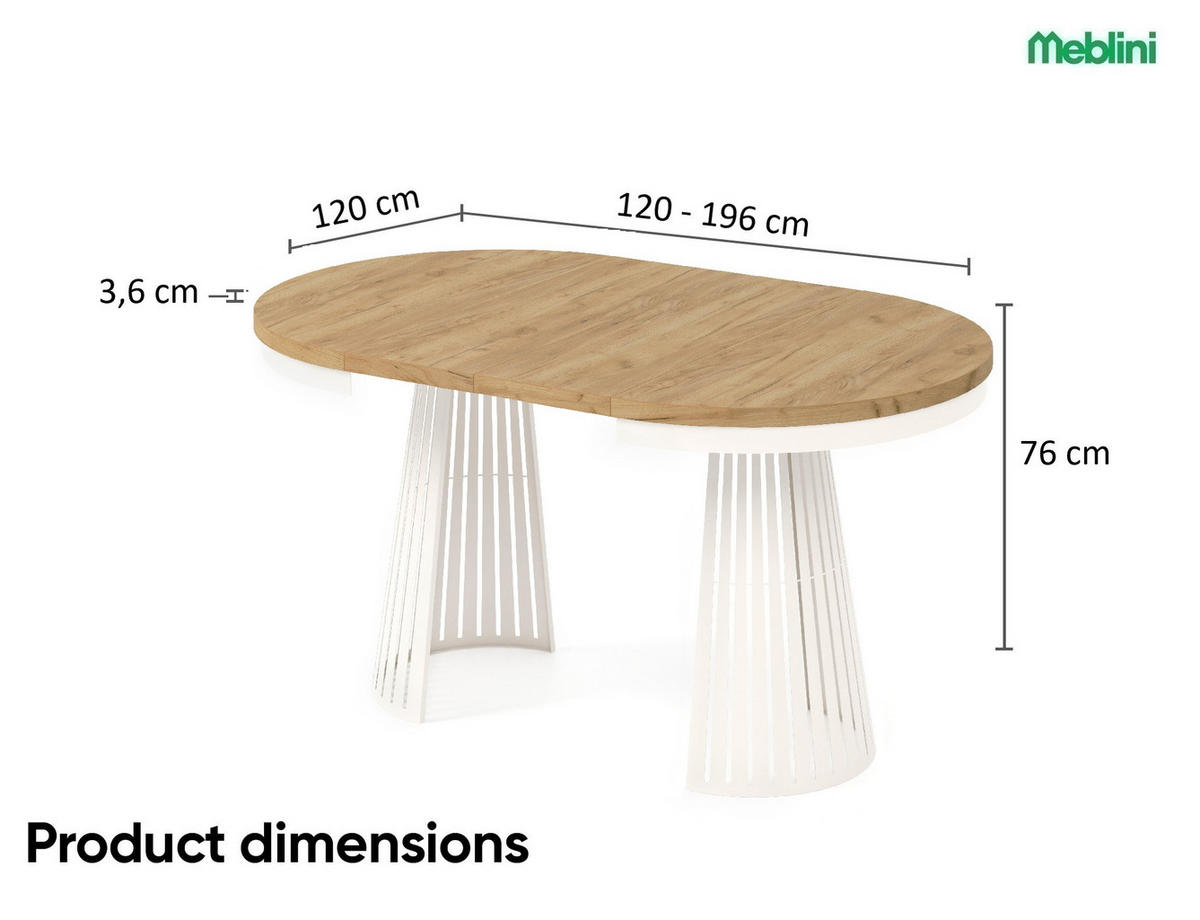 ESSTISCH Cone Bis - Honigeiche/Kaschmir, Holzwerkstoff/Metall (120/120/76cm) - Meblini