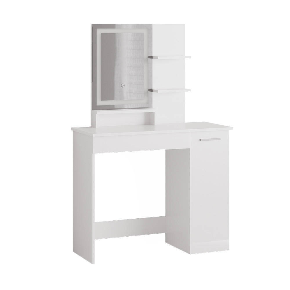 SCHMINKTISCH Julia Weiß 90 cm mit LED-Spiegel - Weiß, Holzwerkstoff (90/137.5/38cm) - Vicco