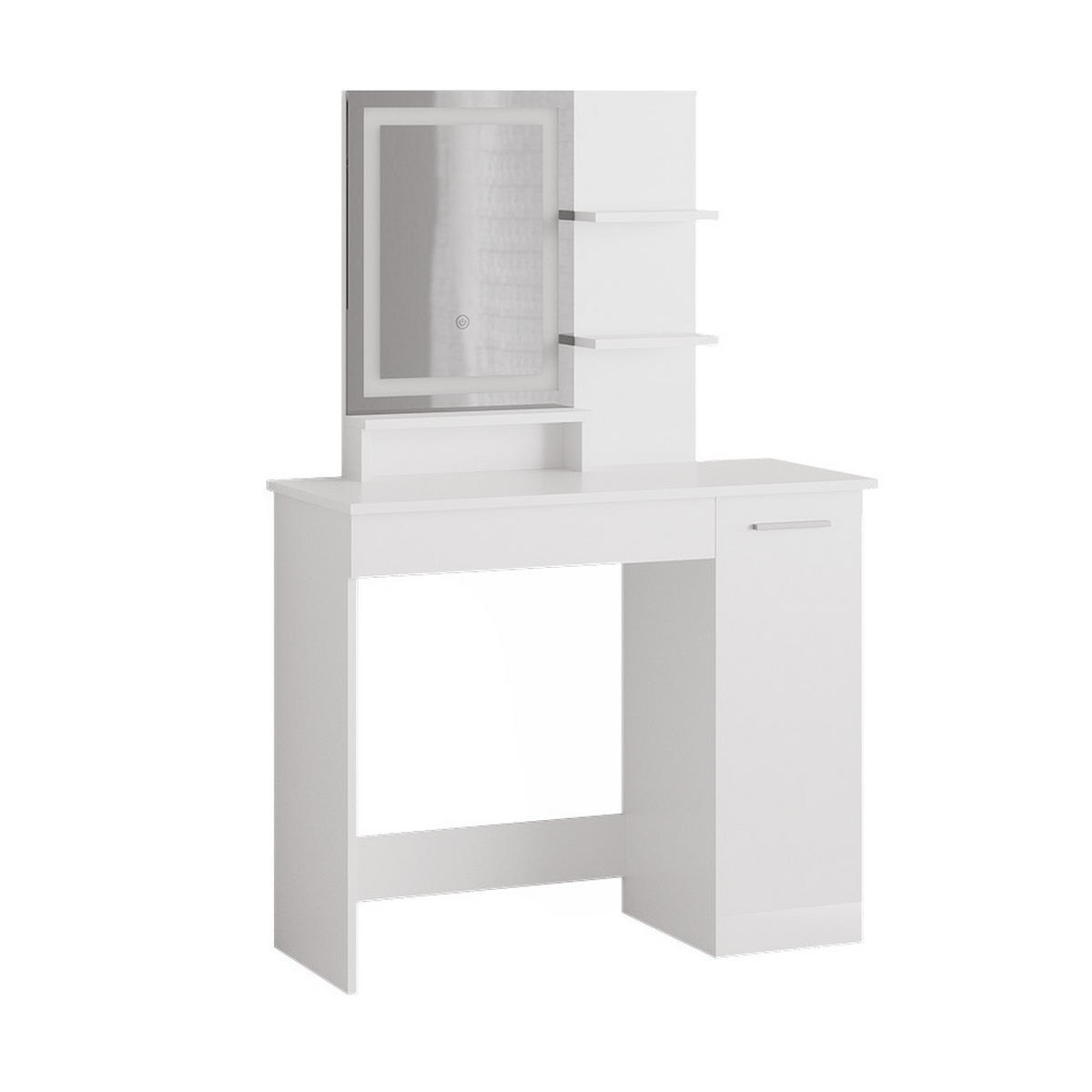 SCHMINKTISCH Julia Weiß 90 cm mit LED-Spiegel - Weiß, Holzwerkstoff (90/137.5/38cm) - Vicco