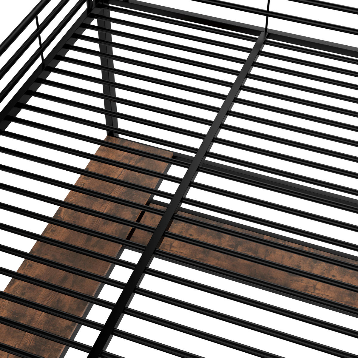 HOCHBETT 140x200cm Schwarz Metall Schreibtisch LED-Licht USB-C - Schwarz, Metall (140/200cm) - FLIEKS