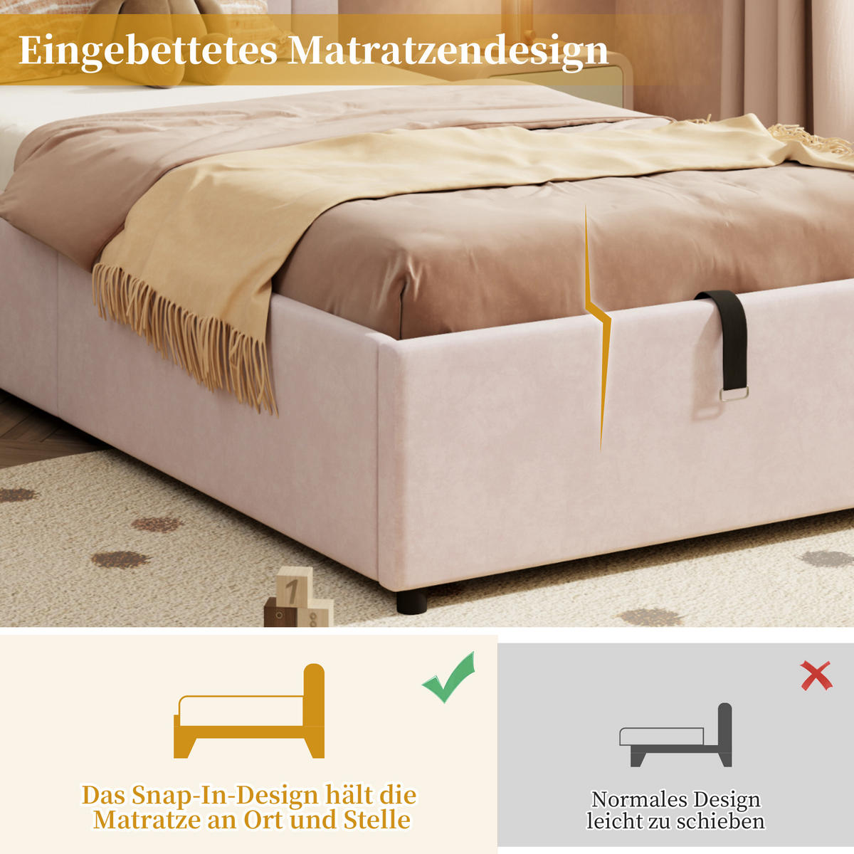 POLSTERBETT 90x200 Samt Lattenrost Kopfteil Rosa - Pink, Holzwerkstoff - FLIEKS