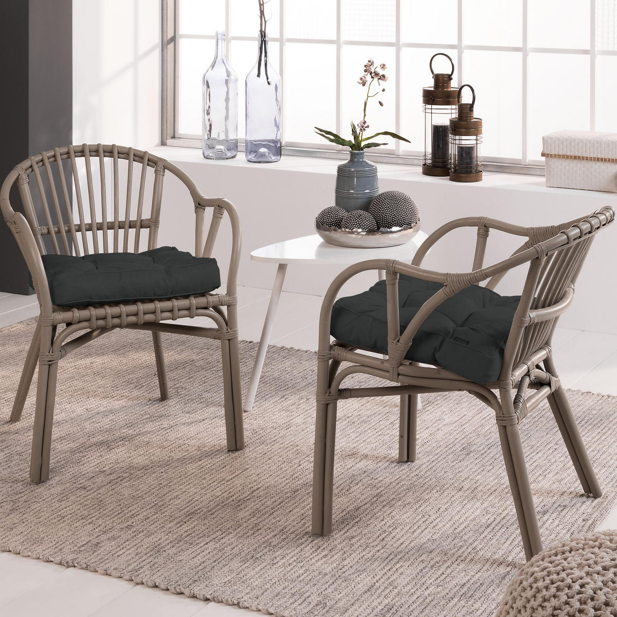 LOUNGEKISSEN Flair Outdoor Sitz 70/70/10cm Graphitgrau - Graphitfarben, Textil (70/10/70cm) - Beautissu 