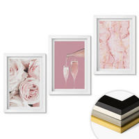 WANDBILDER 3er-Set - 20x30 cm Weißer Rahmen - Champagnerfarbene Rosen, Marmorhintergrund - Weiß, Kunststoff (20/30cm) - ArtPrintCave