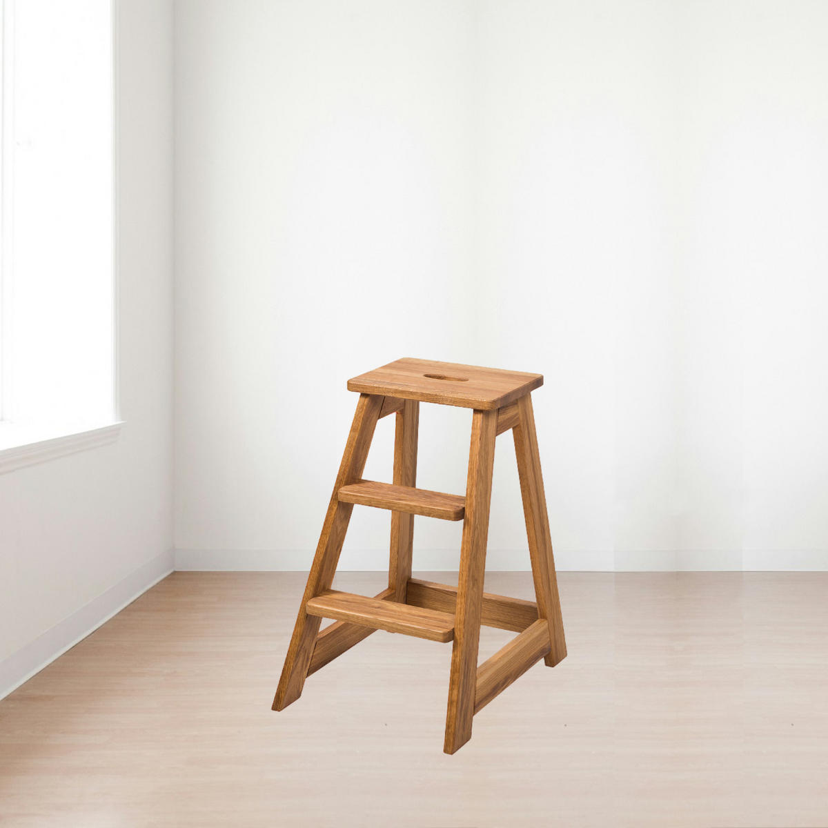 STUFENLEITER, 3 Stufen, Eiche, 50/40/61 cm - Beige, Holz (40/61/50cm) - WOODEK