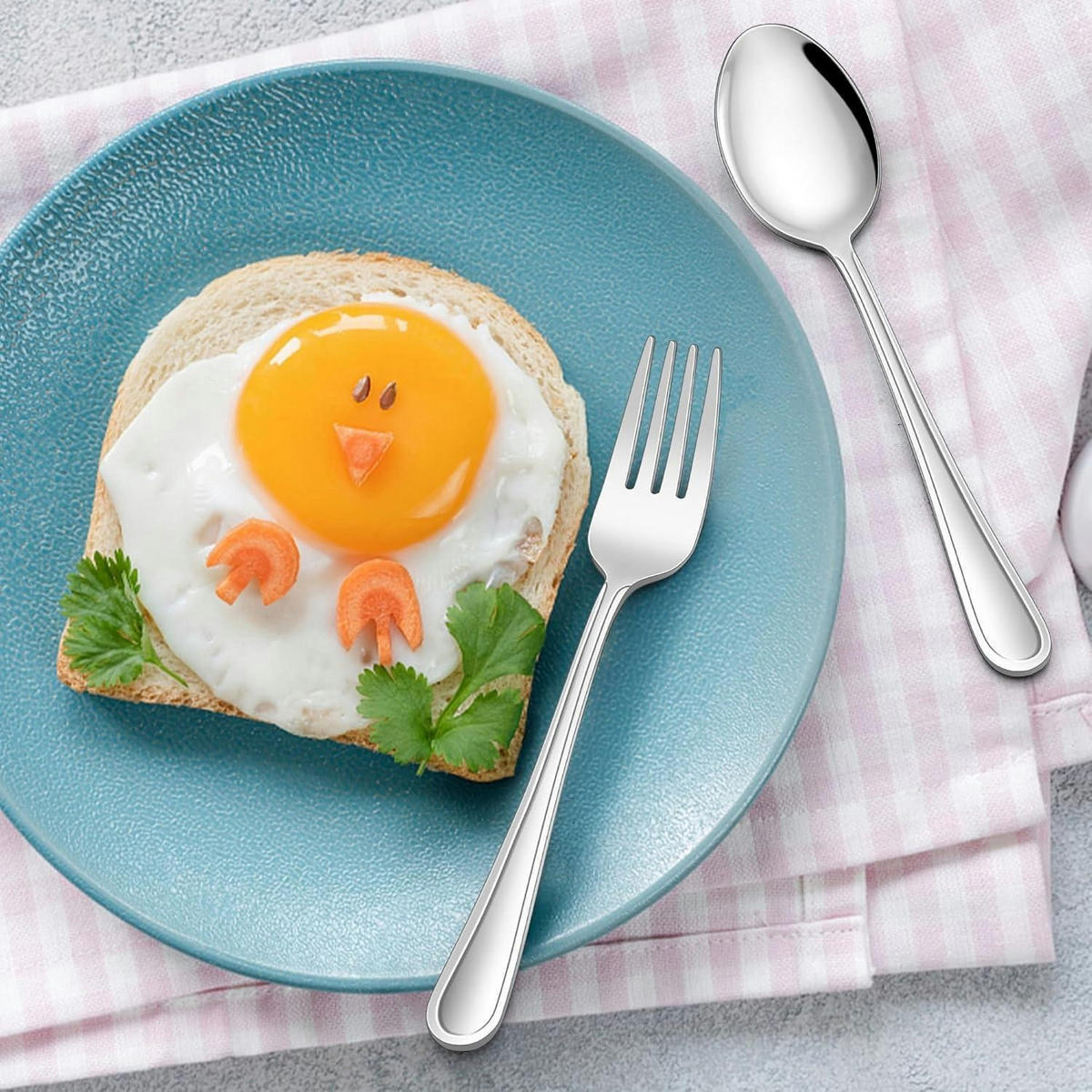 KINDERBESTECK Set 12-teilig Edelstahl Spülmaschinenfest - Silberfarben, Metall