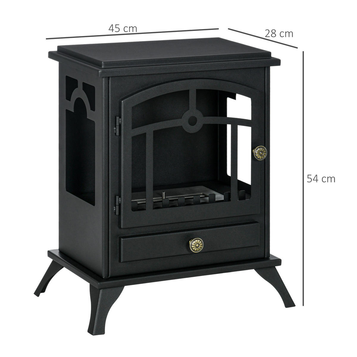 ETHANOL Kamin, 7000BTU Bio-Ethanol Kamin, 1,2L Ethanol Ofen mit Feuerdeckel - Schwarz, Metall (28/54/45cm) - HOMCOM