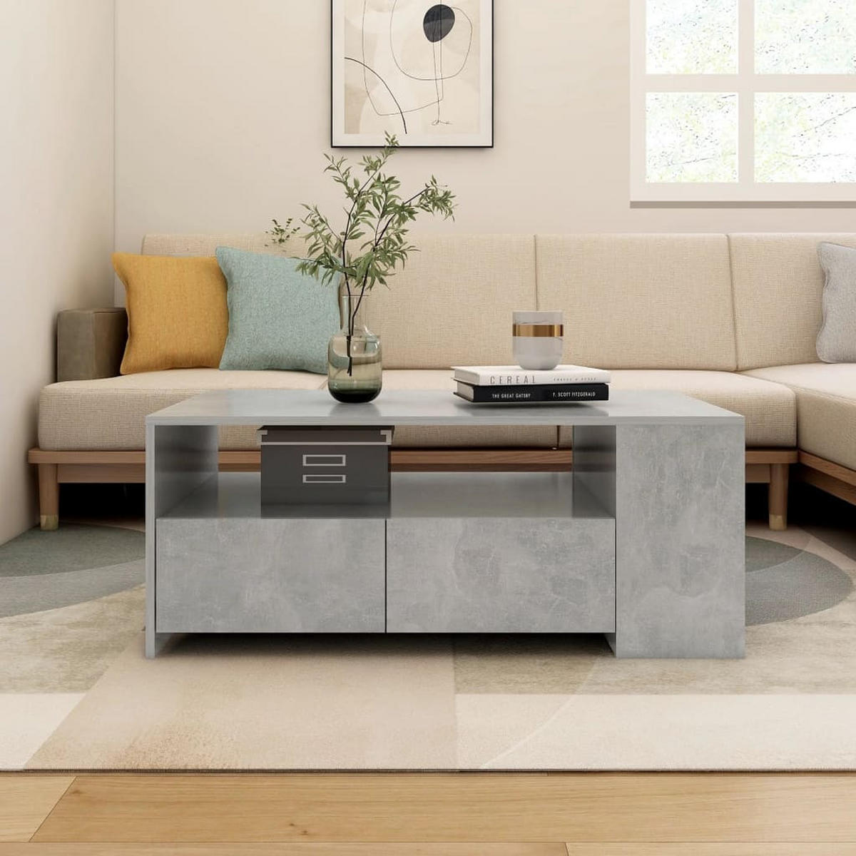 COUCHTISCH Betongrau 102x55x42 cm Holzwerkstoff - Grau, Holzwerkstoff (102/55/42cm) - furnicato