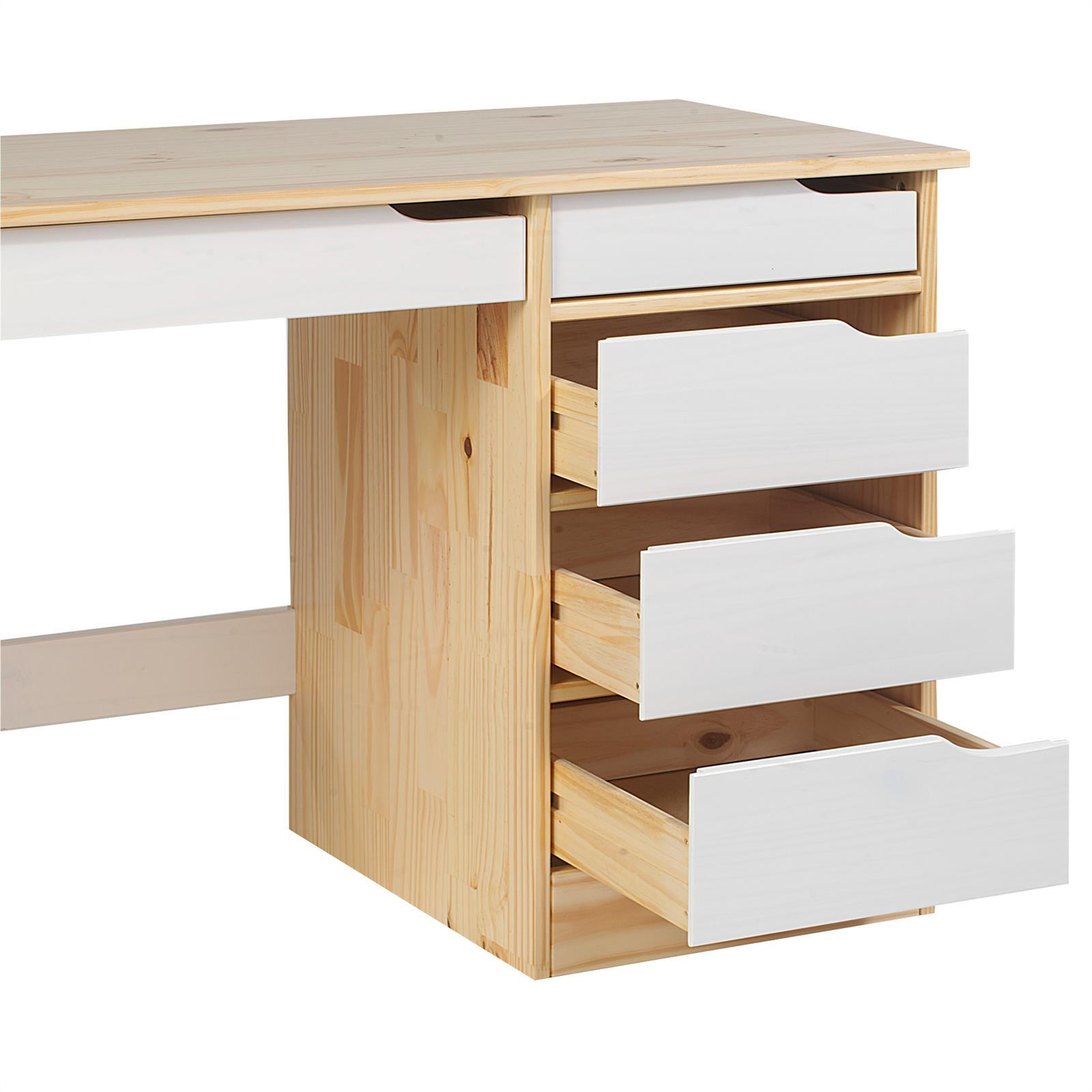 SCHREIBTISCH HUGO - Naturfarben/Weiß, Holz (54/114/76cm) - IDIMEX