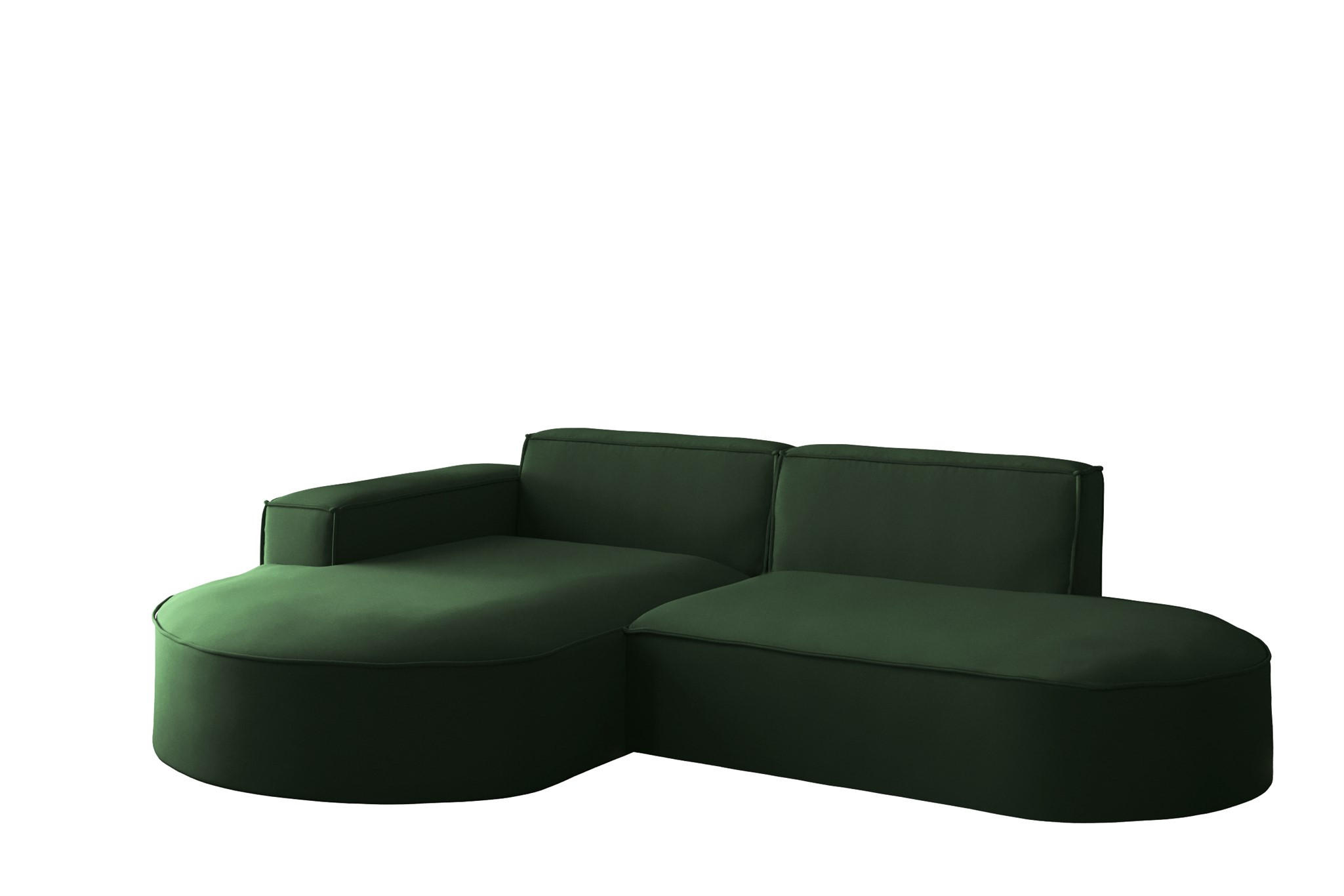 ECKSOFA Palma Xs Ottomane Opera Velvet - Grün, Holzwerkstoff/Textil (236/165cm) - Fun Möbel